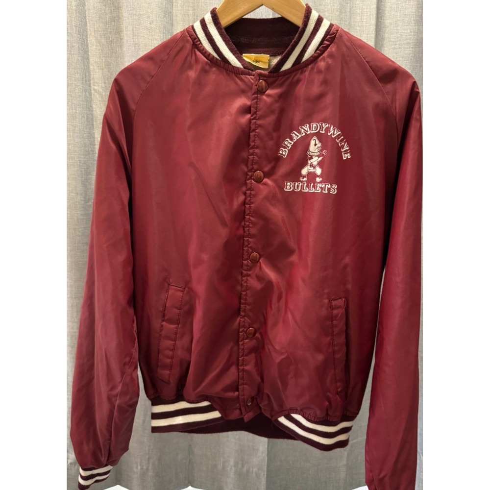 Vintage Voutrex Size M Unisex nylon varsity jacket burgundy | 80s USA | EUC